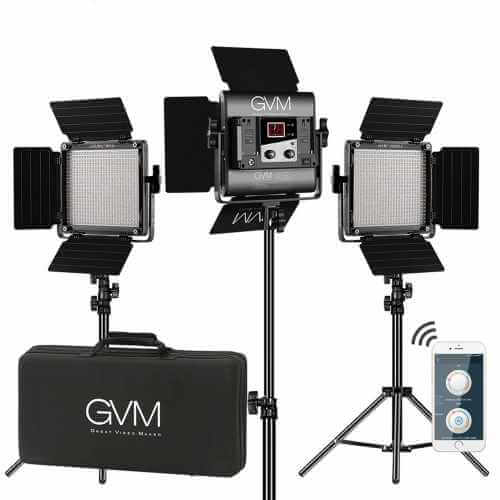 קיט 3 פנסי לד GVM 560AS Bi-Color