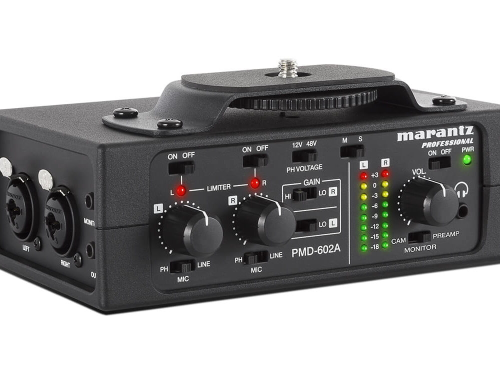 מיקסר אודיו נייד מרנץ' PMD-602A עם חיבור XLR וסוללות