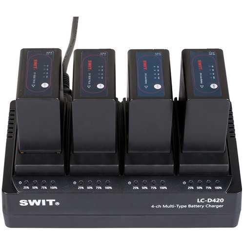מטען לארבע סוללות פנסוניק מסדרת VBD של חברת SWIT-LC-D420D