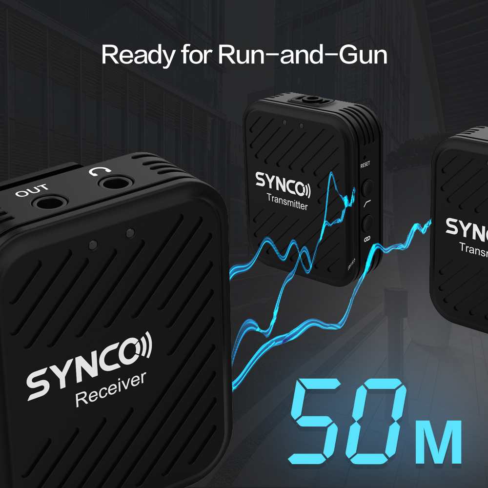 שני מיקרופונים אלחוטיים ומקלט (SYNCO G1(A2